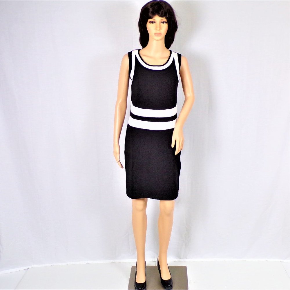 APART IMPRESSIONS size 6 black & white sleeveless sheath dress